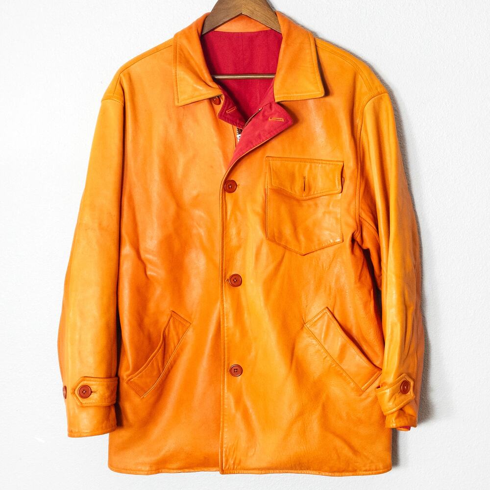 Unbranded Reversible Chore Jacket Large Red Orange Gorpcore Workwear